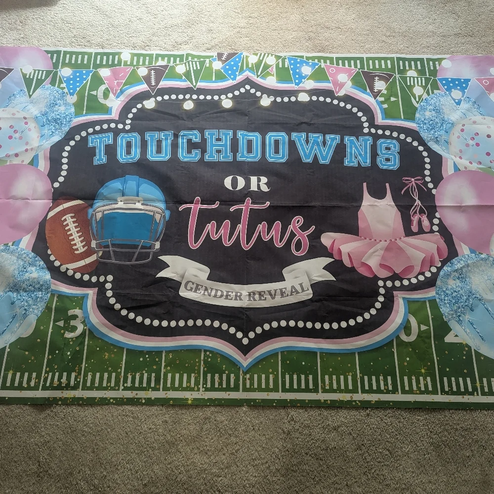 Touchdowns or Tutus Gender Reveal Banner